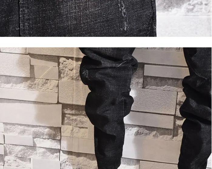 Idopy Spring New Men's Elastic Jeans Fashion Casual Hip Hop Loose Denim Jeans Black Blue Trousers Harem Pants Denim Joggers