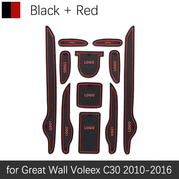 Противоскользящие резиновые ворота слот чашки коврик для Great Wall H2 Coolbear H5 H6 H9 M4 витиеватый Voleex C30 GreatWall аксессуары наклейки - Название цвета: Red Voleex C30