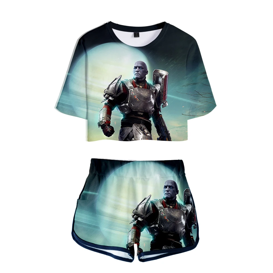 Спортивная одежда 3D DESTINY 2 крутые шорты и футболки Женский комплект из двух