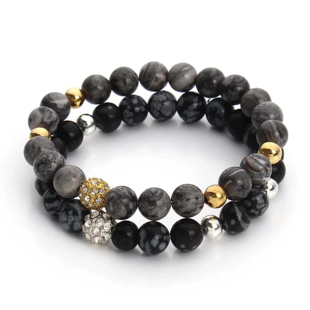 Новые браслеты из натурального Пикассо/алабастер/черные круглые бусины камня с