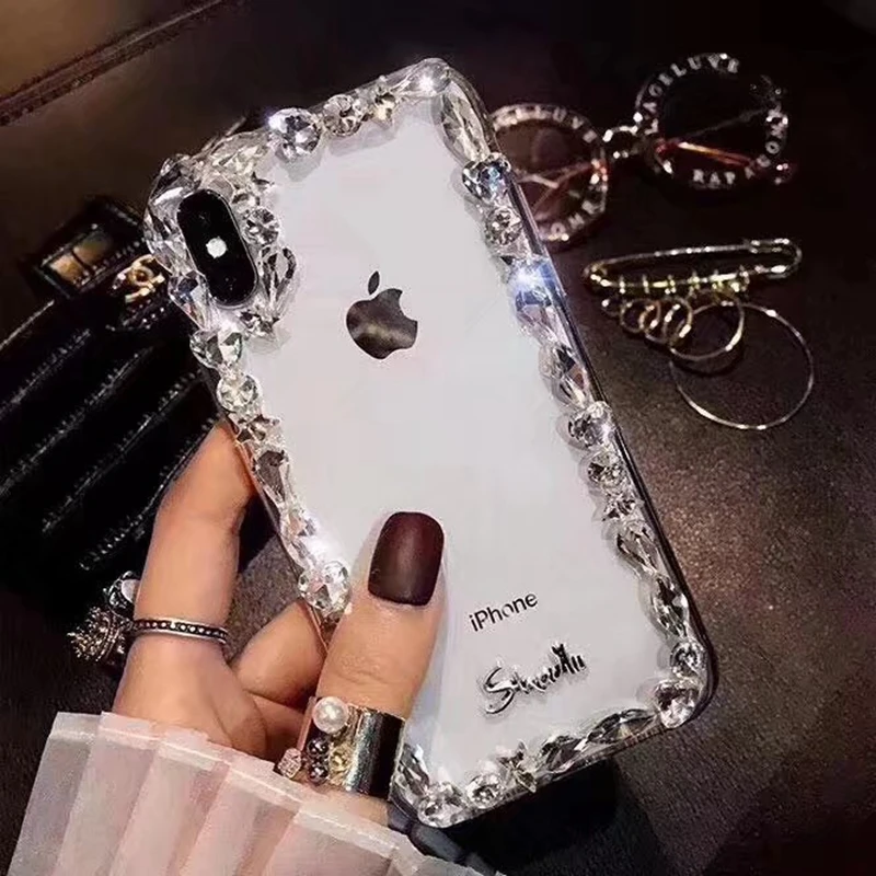 Luxury Glitter Diamond Phone Case for IPhone X 6 6S Plus Back Cover Soft Silican TPU Transparent 7 8 Fundas |