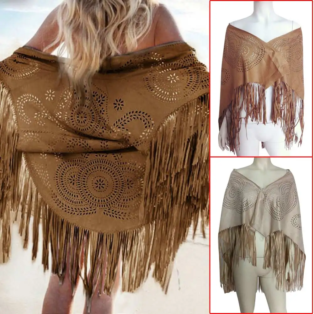 Женский короткий кардиган с кисточками асимметричный цветочным узором