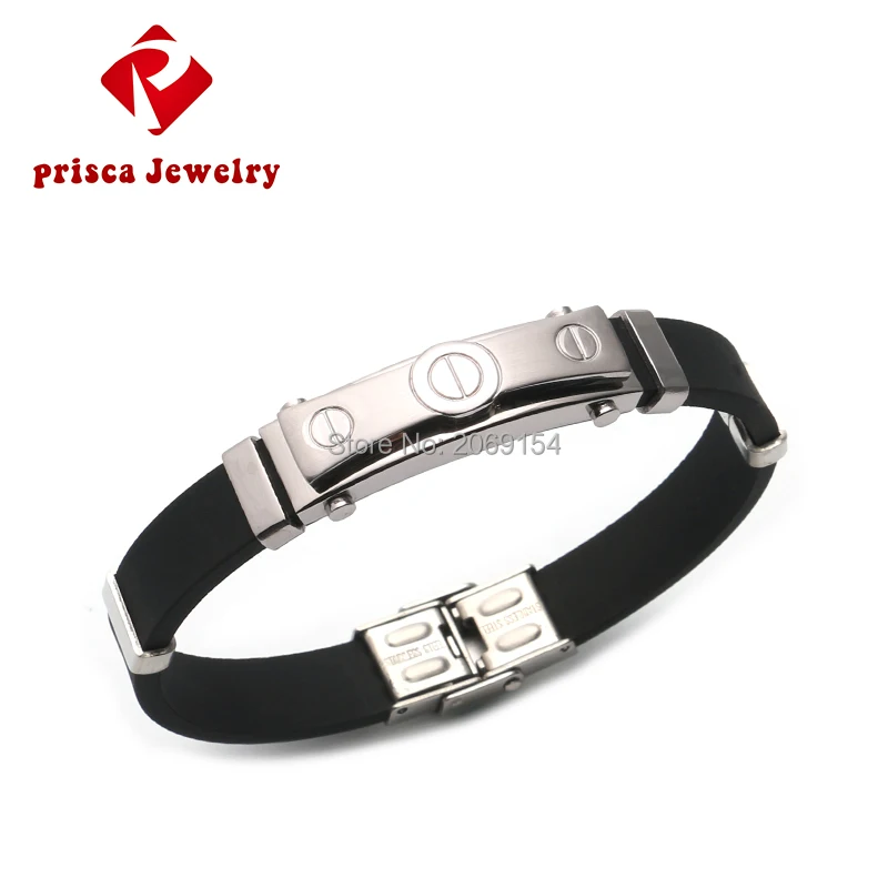 Мужские браслеты из силиконовой резины модные ювелирные изделия магнитный