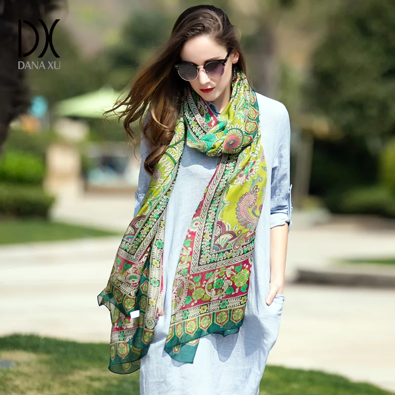 Женский шарф из 100% шелка модная длинная шаль пашмины в новом дизайне накидка