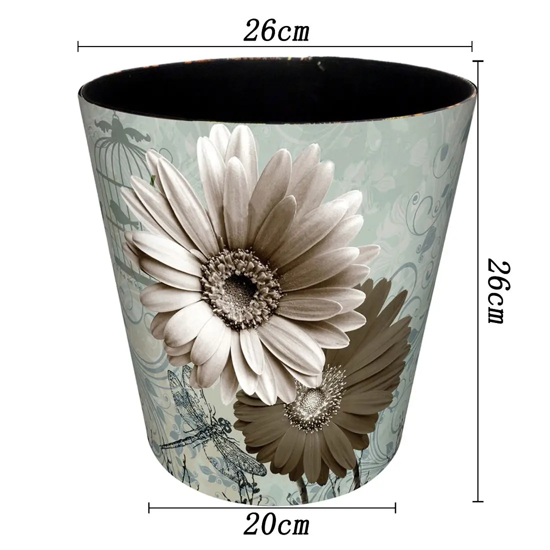 HIPSTEEN 26*20*26 см 10л узор подсолнечника водонепроницаемый кожаный мусорный контейнер мусорная банка для домашнего уборки
