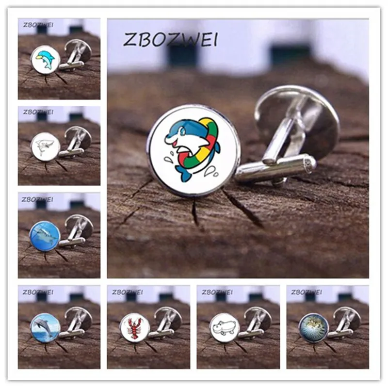 ZBOZWEI Модные Серебристые Цвет Ocean ювелирные запонки стеклянная подвеска с