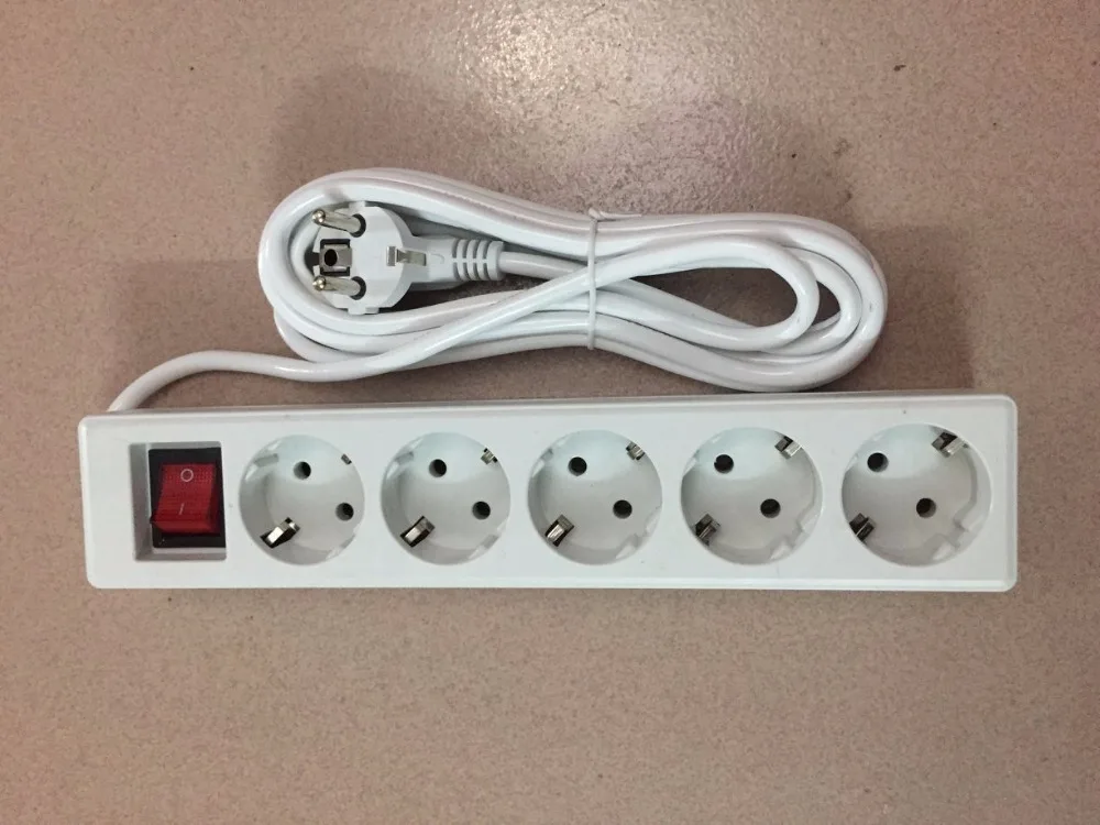 5 м кабель-удлинитель 250 V 10A 3/4/5 штепсельная вилка европейского стандарта розетки переменного тока Мощность Зарядное устройство настенная розетка шнур питания полосы адаптер с выключателем