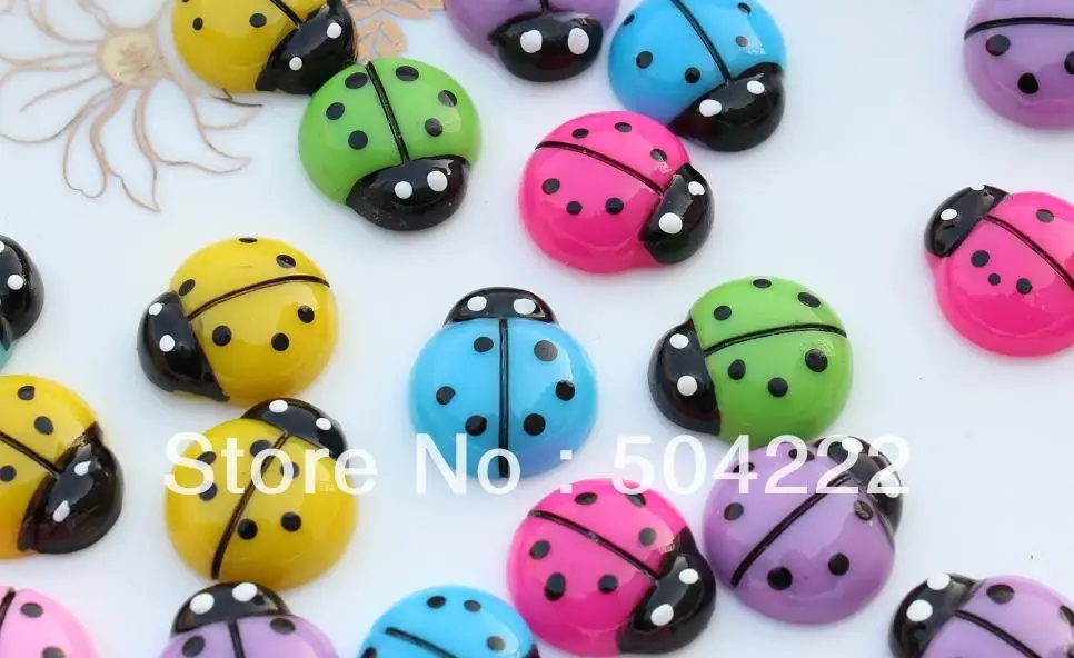 

200pcs mixed lovely Polka Dot Ladybug Cab 20mm Cell phone decor, hair accessory supply, embellishment, DIY project supply