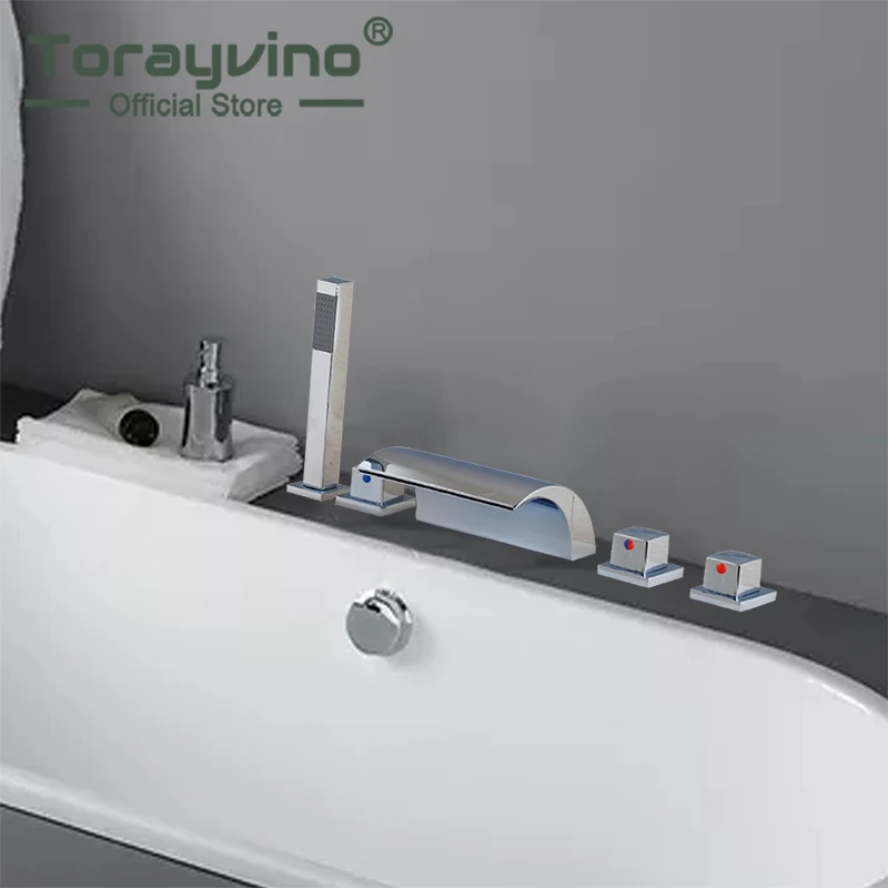 5 шт. хромированный смеситель Водопад с 3 ручками|bathtub shower faucet|faucet setshower faucets |
