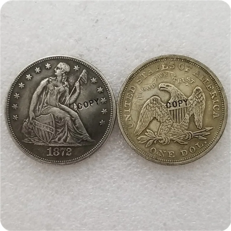 Античное серебро США 1870 1873 дюйма Seated Liberty 1 Фотогалерея монет копия искусственных