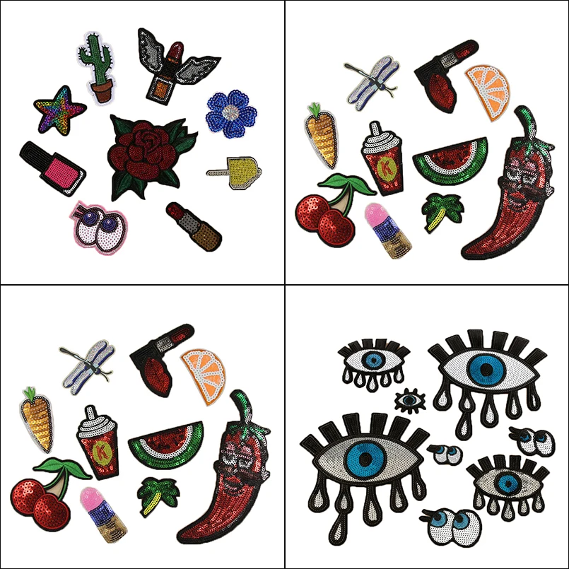 Блесток Заплатам Сердце Звезда Мотив Мультфильм Патчи для Костюмы DIY патч