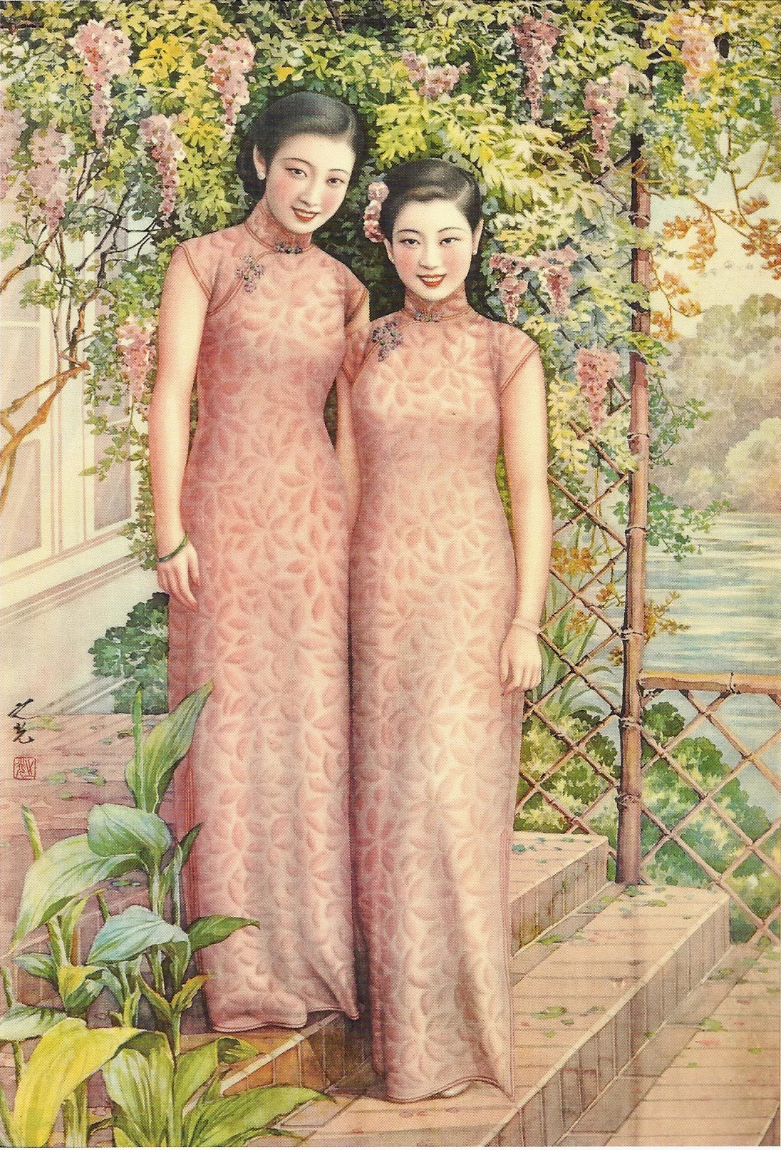 Vintage Chinese Pin Up Girl Poster Shanghai Bathing Child Classic Canvas Paintings Wall Posters Stickers Home Decor Gift | Дом и сад