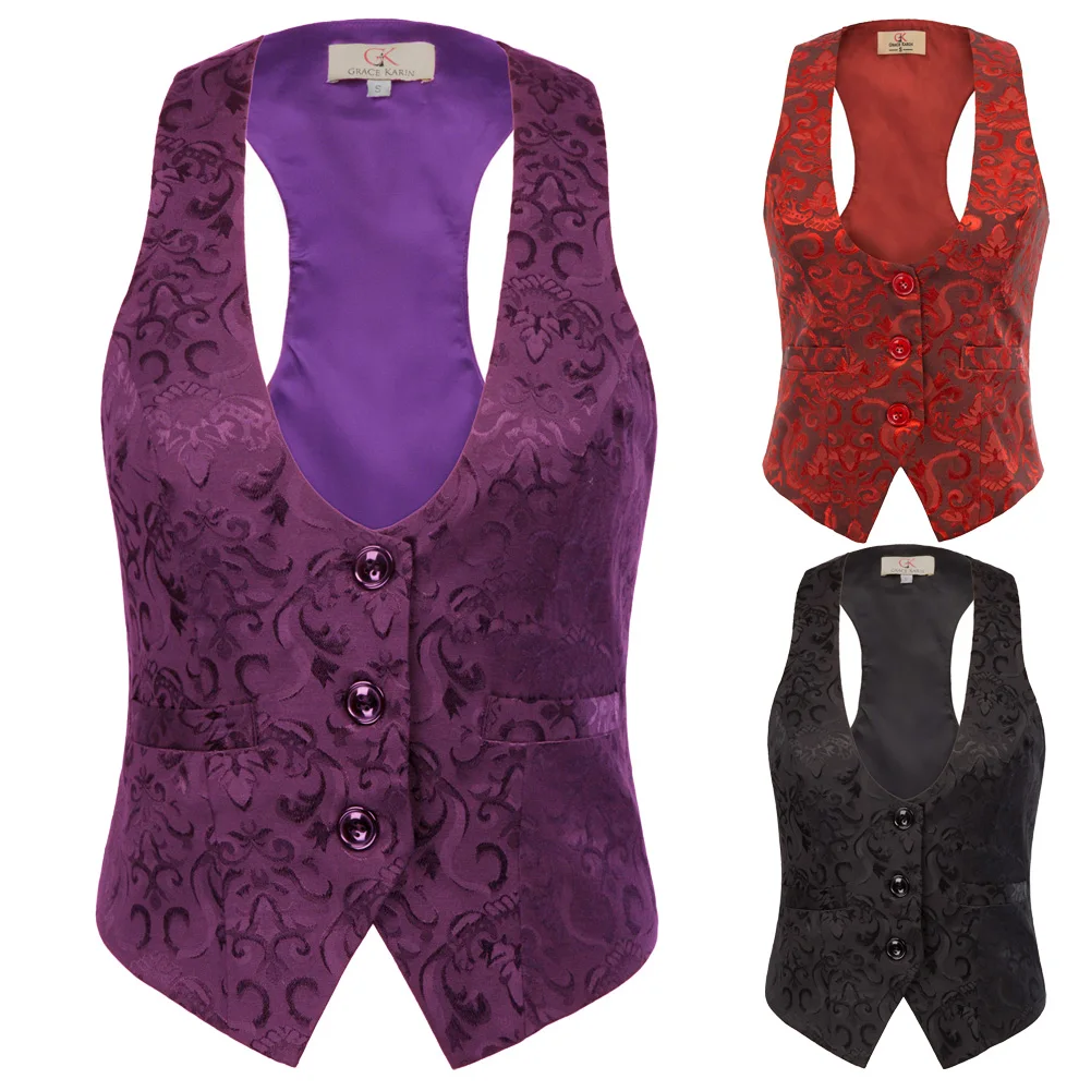 GK женский жаккардовый жилет с регулируемыми бретельками пальто 3 кнопками chalecos