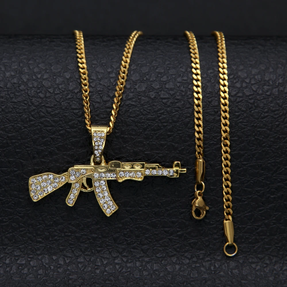 UWIN Мужская мода крутой AK47 пистолет кулон ожерелье хип хоп ювелирные изделия
