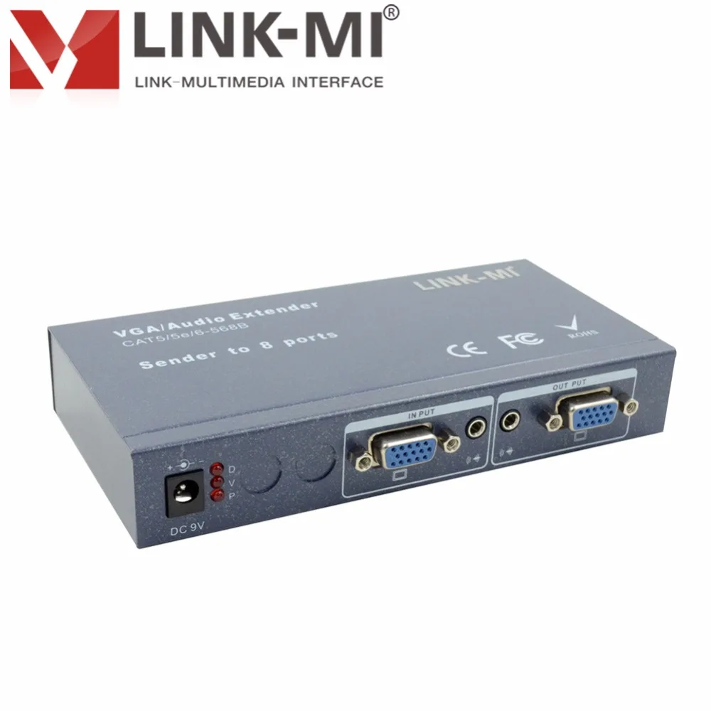 Сплиттер VGA для аудио и видео 8 портов 350 МГц 1x8 100 м 200 300 синий цвет LINK MI|audio video transmitter