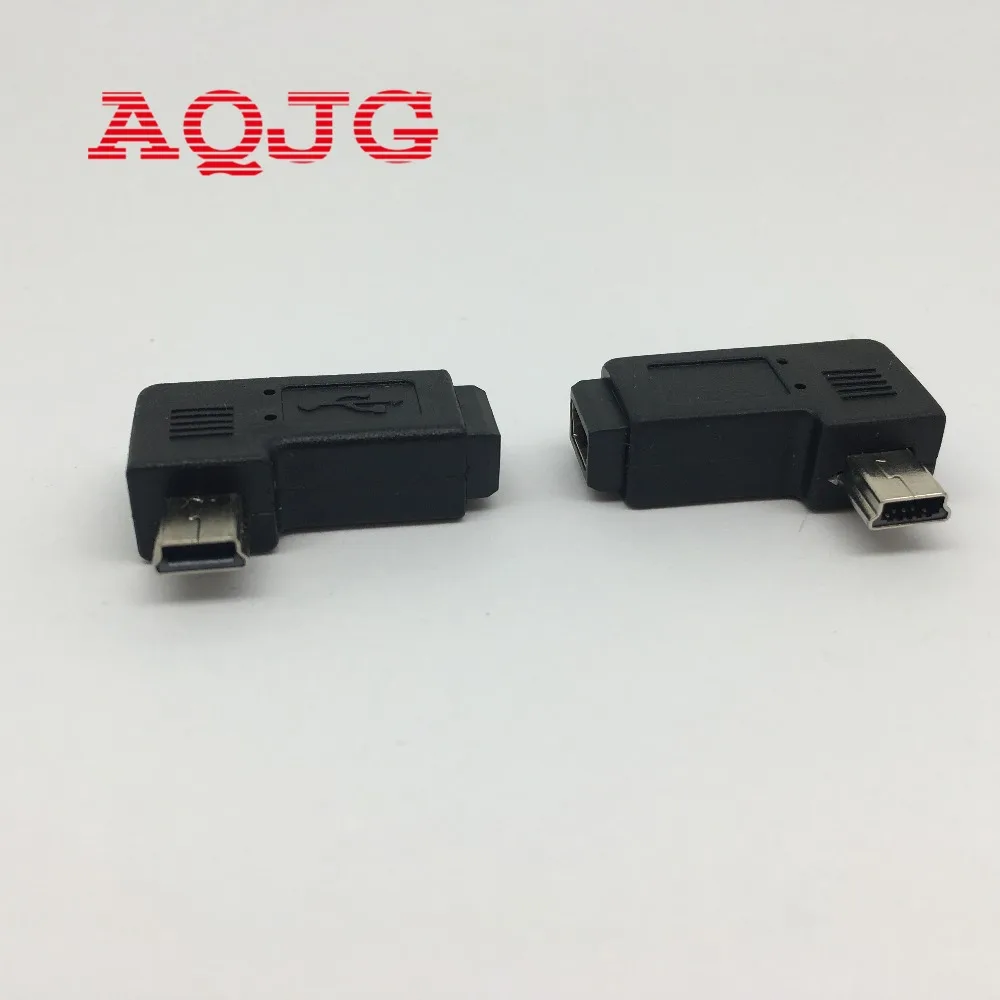 Переходник AQJG с Mini USB Мама на 5Pin папа под углом 90 градусов правый адаптер