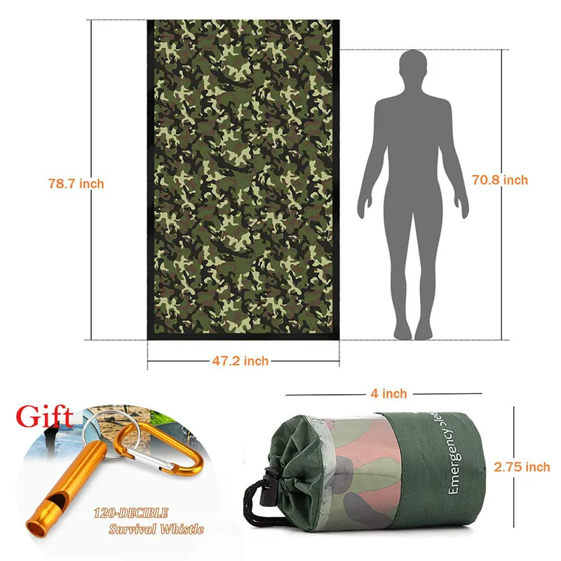 1pcs Camouflage Камуфляжный аварийный спальный мешок для выживания, портативный водонепроницаемый многоразовый термальный спальный мешок - Цвет: 1pcs Camouflage