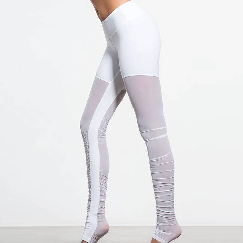 Новинка 2017 года сетка Богиня Йога Леггинсы в белом Essentials Seamless сетки штаны для