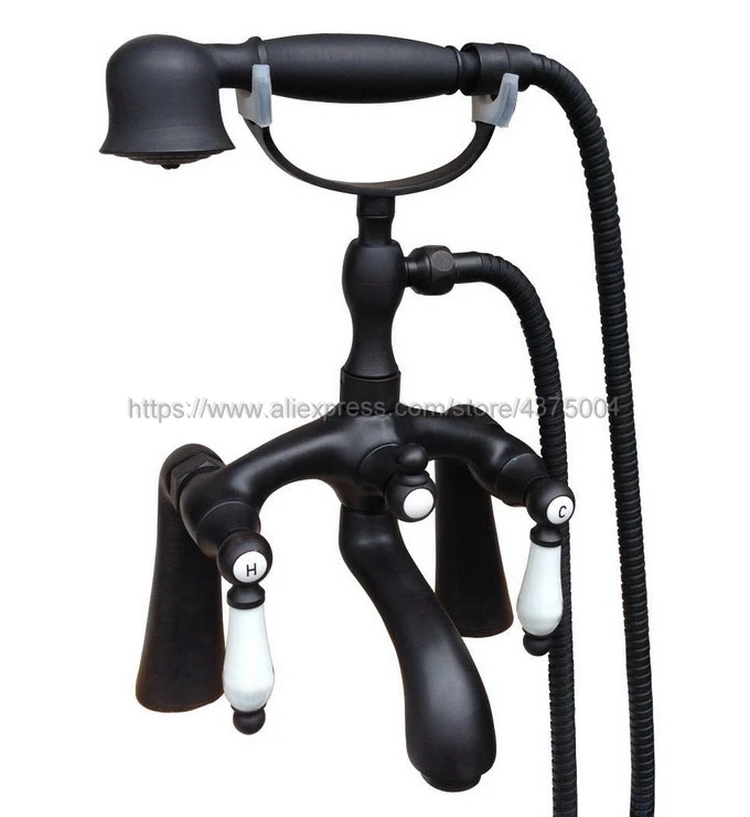 Латунный Смеситель для ванны с черной масляной насадкой смеситель двойной