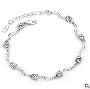 Женский браслет стразы из серебра 925 пробы с кристаллами|crystal rhinestone bracelet|rhinestone