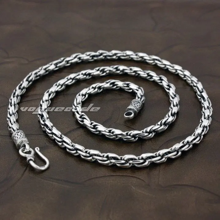 Модная цепочка Rocker из твердого стерлингового серебра 925 пробы Крутое мужское