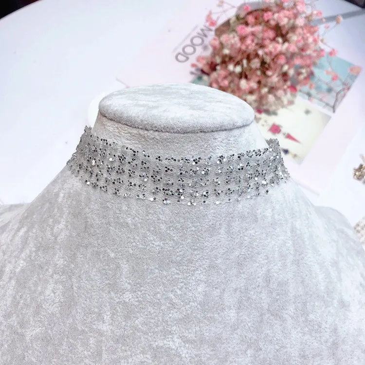 Новые Модные женские сексуальные блестящие кружевные ожерелья-чокер панк