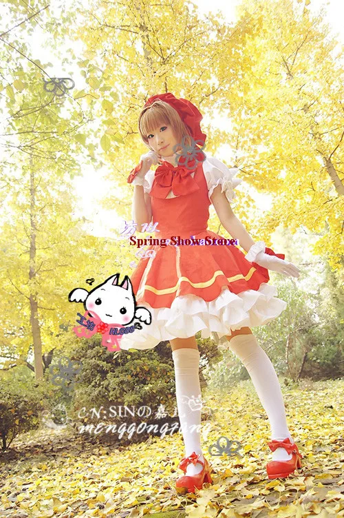 Красное платье для косплея Cardcaptor Sakura Heroine KINOMOTO SAKURA |