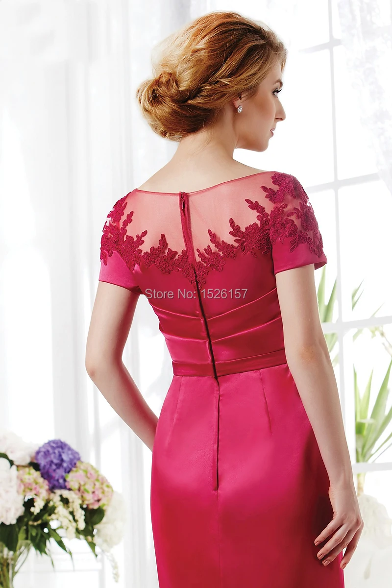 Vestidos de Madrinha 2014 Free Shipping A Line Red Taffeta Cap Sleeves Party Dresses for Mother of the Bride Gowns | Свадьбы и