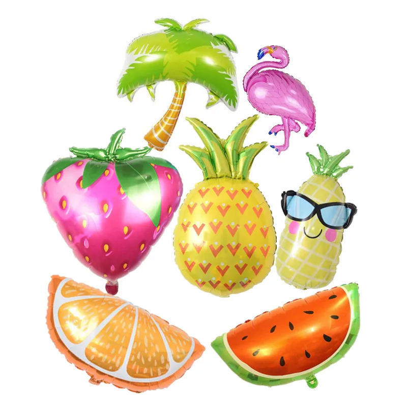 Мультфильм шляпа большие фрукты Клубника ананас арбуз фольга шары День рождения