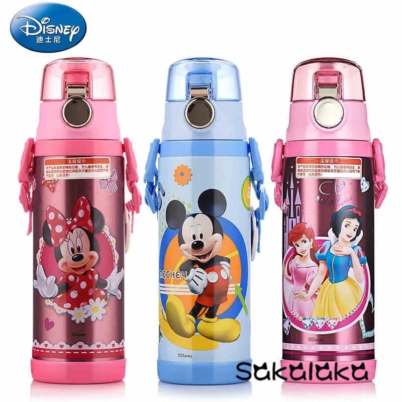 Детская Вакуумная бутылка Disney Cars Mickey Minnie из нержавеющей стали 450 мл с веревкой |