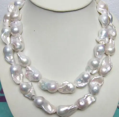 

Hot sale new Style >>>Long 36" 12-16mm Real Natural South Classic Baroque White Akoya Pearl Necklace
