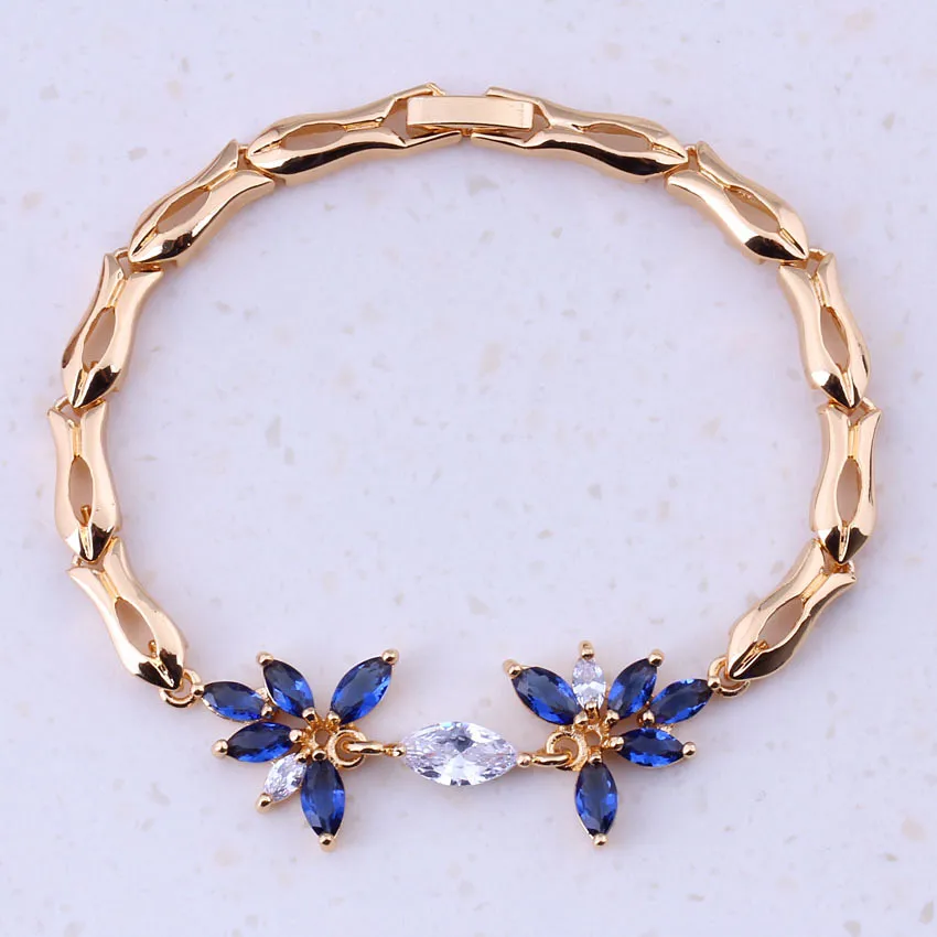 Женский браслет с имитацией синего кристалла и кубического циркония Подарочная