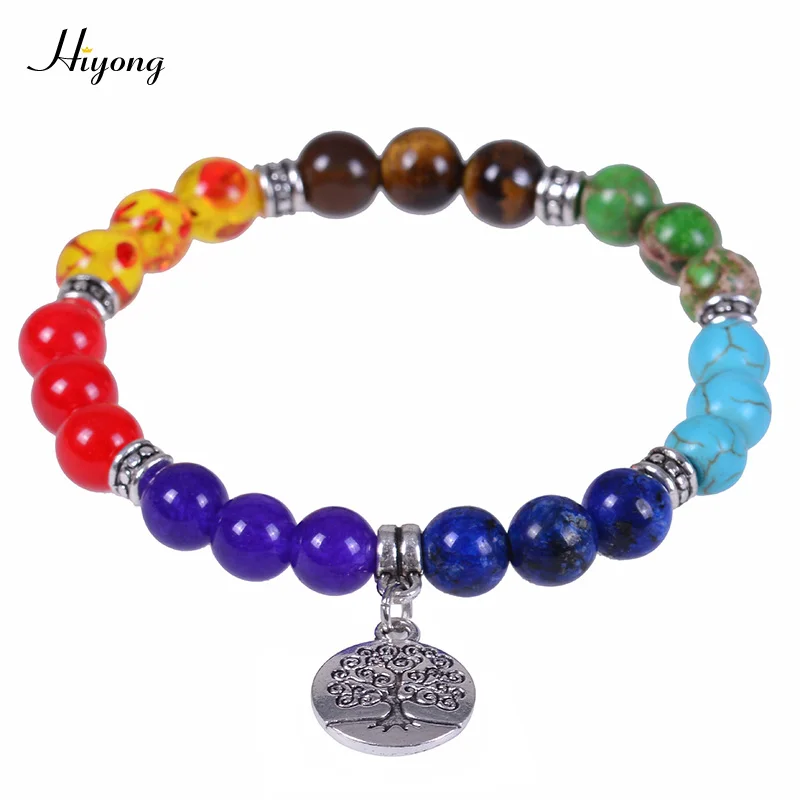 Браслет из натурального камня с 7 чакрами вдохновляющие браслеты бусин