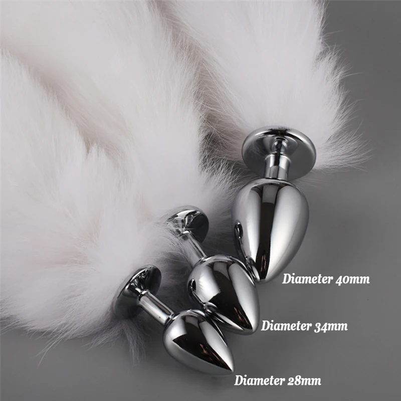 Artificial White Fox Tail Metal Anal Plug S/m/l Size Adults Sex Toys Stimulation Long Buttplug Massager. | Красота и здоровье