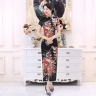 Женское винтажное платье Ципао, длинное китайское платье Ципао с цветочным принтом размера плюс
