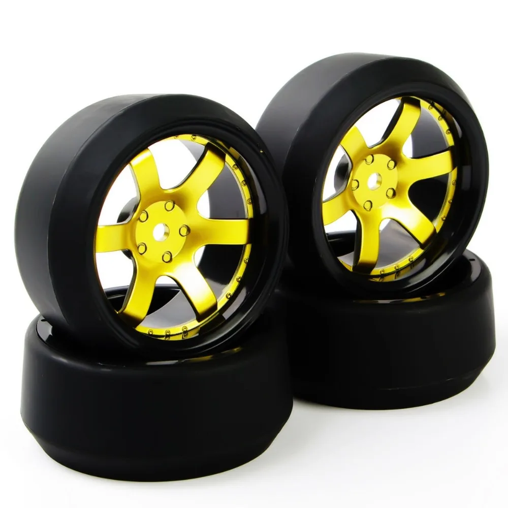 4 шт. комплект RC шины для дрифта Золотой обод колеса HSP HPI 1:10 внедорожник 6 мм