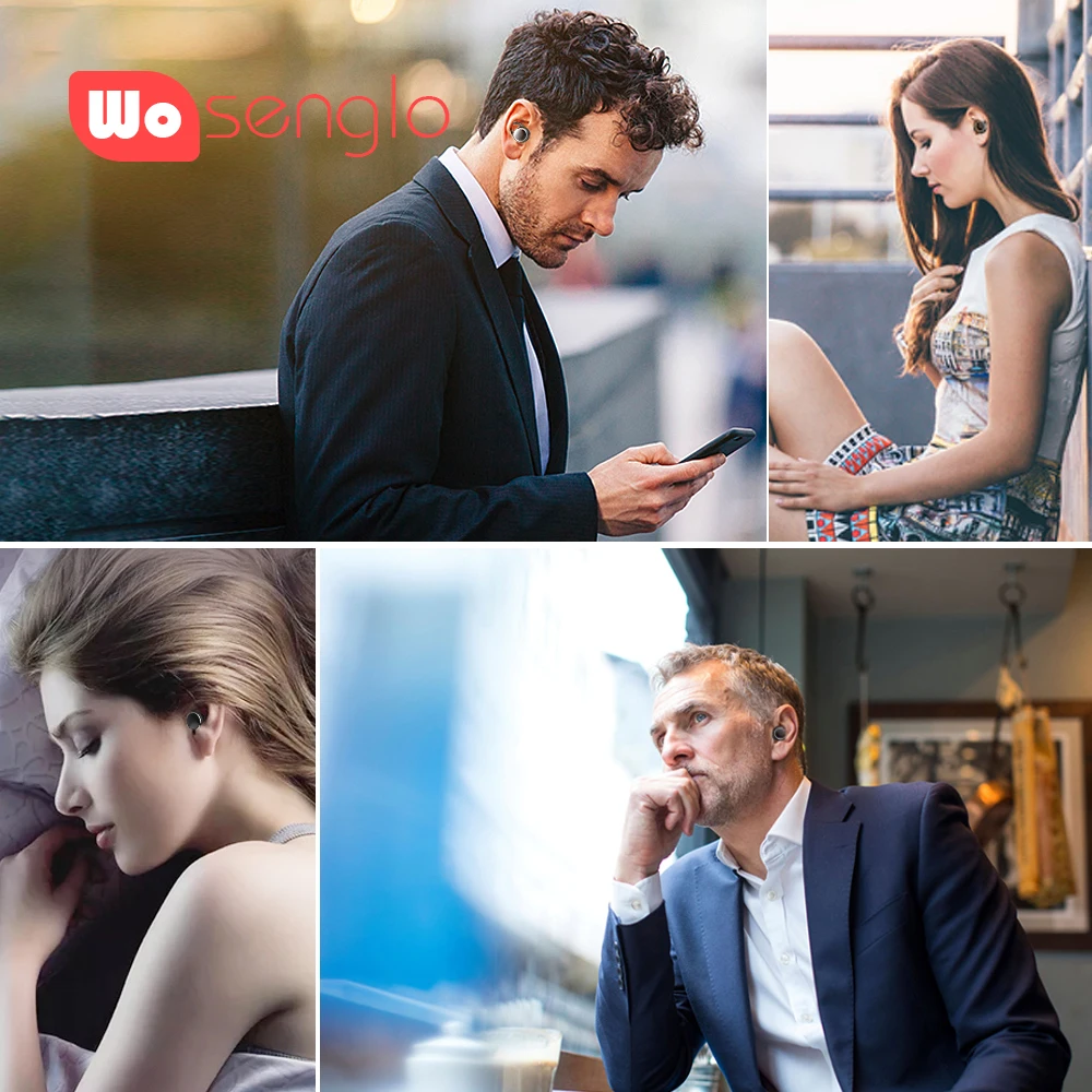 Wosenglo Bluetooth 5,0 наушники истинные беспроводные стерео мини-наушники в ухо вкладыши Встроенный микрофон с зарядным устройством для ios Android
