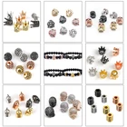 Металл латунь микро паве Кристалл CZ Геометрия Корона Леопард шлем Череп Свободные бусины для самостоятельного изготовления ювелирных изделий браслет