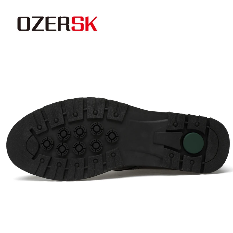 OZERSK/повседневные мужские ботинки из натуральной кожи; сезон осень-зима; ботильоны; модная обувь на шнуровке; Мужская обувь высокого качества в винтажном стиле