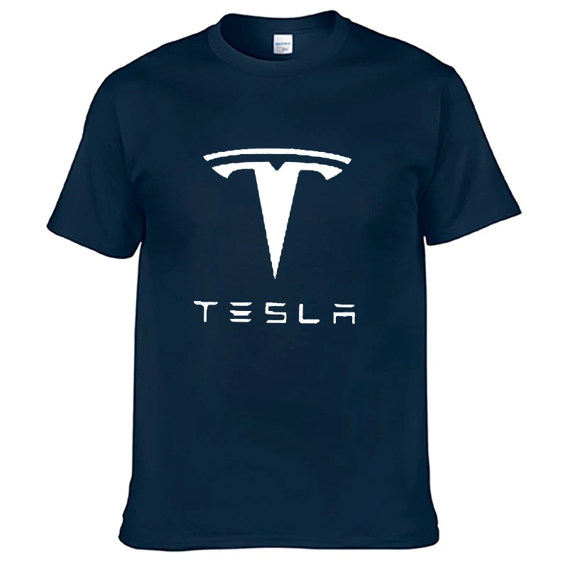 Мужская футболка с коротким рукавом и логотипом Tesla Car, летняя повседневная мужская однотонная хлопковая футболка, модная мужская одежда в стиле хип-хоп Harajuku - Цвет: 803