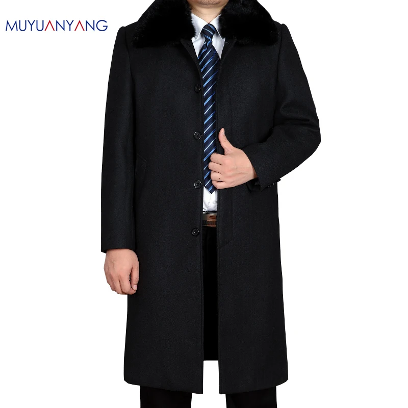 Мужская шерстяная куртка Mu Yuan Yang повседневная удлиненная размера плюс XXL XXXL 50%