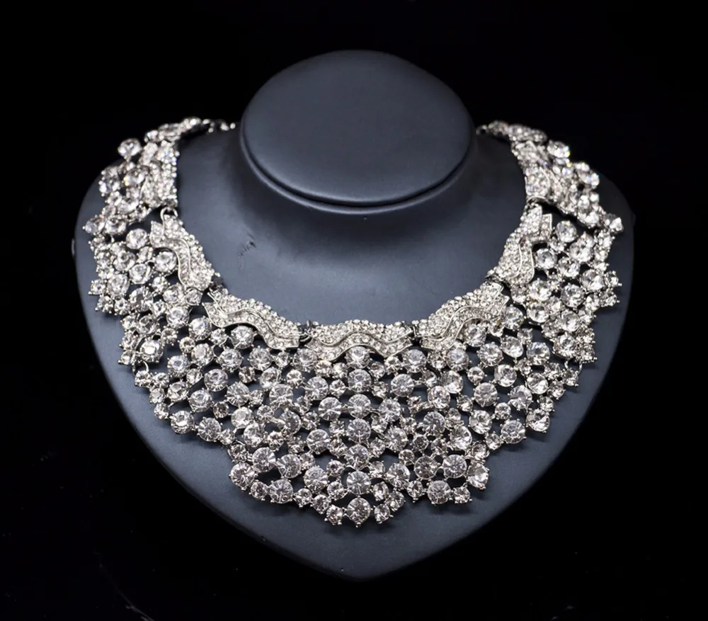 Женский Свадебный комплект из колье и серёг с кристаллами|necklace earring|wedding jewelrynecklace
