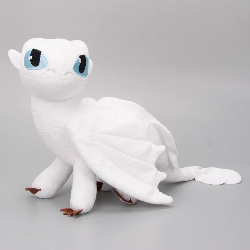 40cm white Эксклюзивный драконы Беззубик 35 см Как приручить дракона 3 Делюкс Плюшевый игрушечный Дракон Ночная фурия белый светильник Fury чучело - Цвет: 40cm white