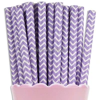 100pcs mixed colors lilac chevron paper strawsvintage party lavender zig zag paper drinking strawwedding baby showermason jar