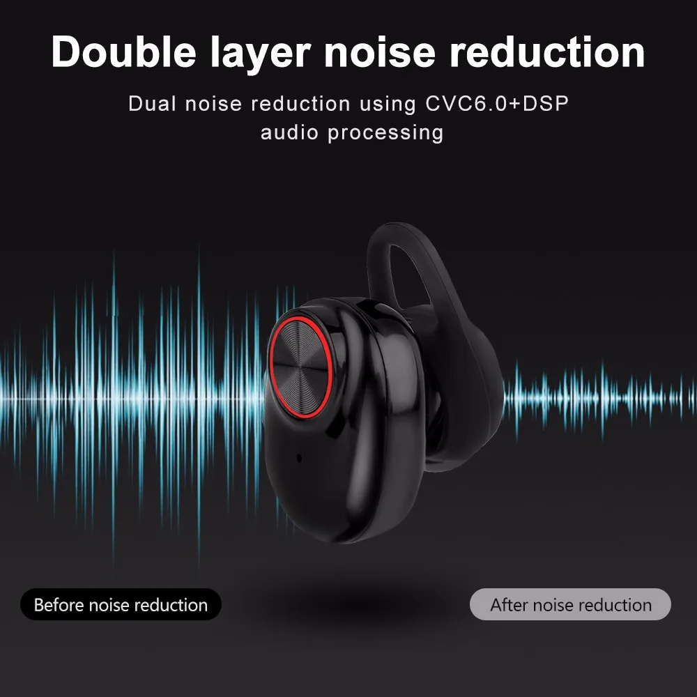 Беспроводной Bluetooth наушники стерео гарнитура Спорт Водонепроницаемый Шум