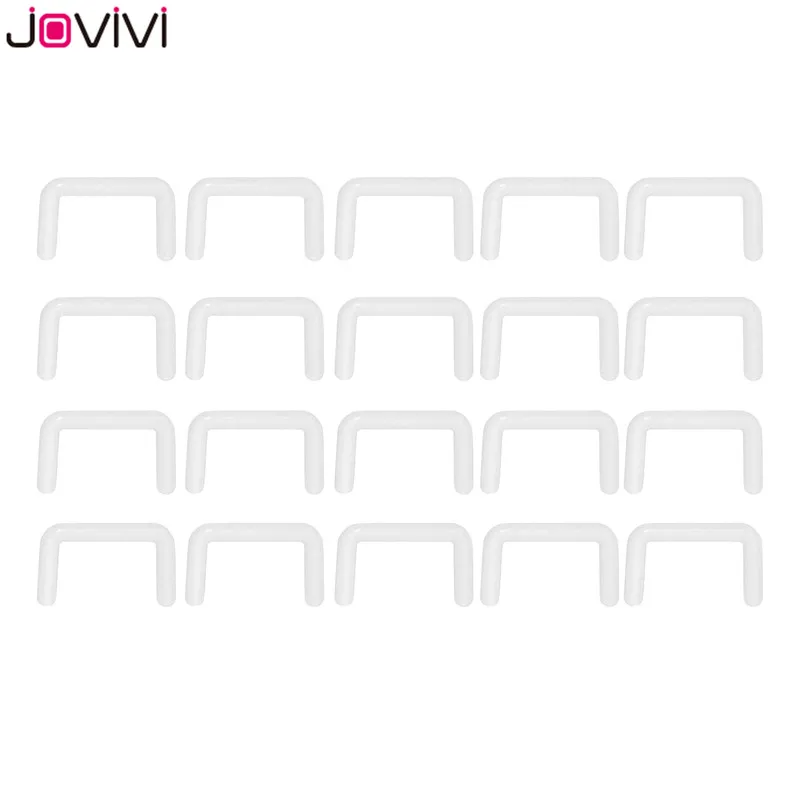 20pcs 16G Jovivi 20 штук 14/16G Прозрачный биофлекс, кольца для пирсинга перегородки носа кольца фиксаторы гибкое акриловое кольцо для носа фиксатор u-образный пирсинг шкура ювелирные изделия - Окраска металла: 20pcs 16G