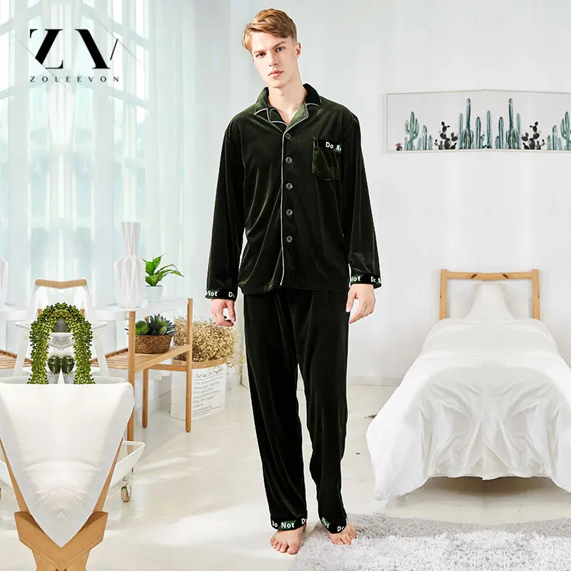 Zoleevon осень Для мужчин одежда для мальчиков Хлопковая пижама бархатные комплекты