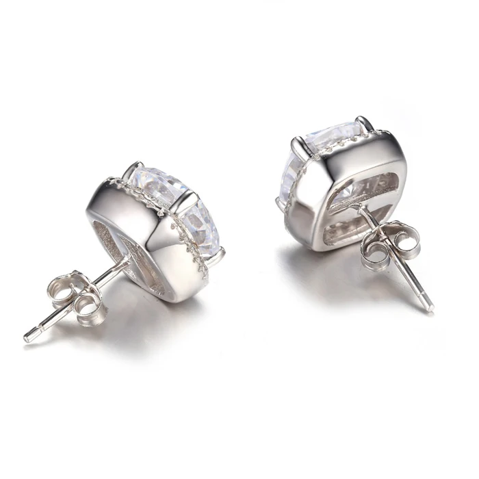 

YINHED Princess Cut 4 Carat CZ Diamant Stud Earrings Solid 925 Sterling Silver Earrings For Women Wedding Jewelry ZE038