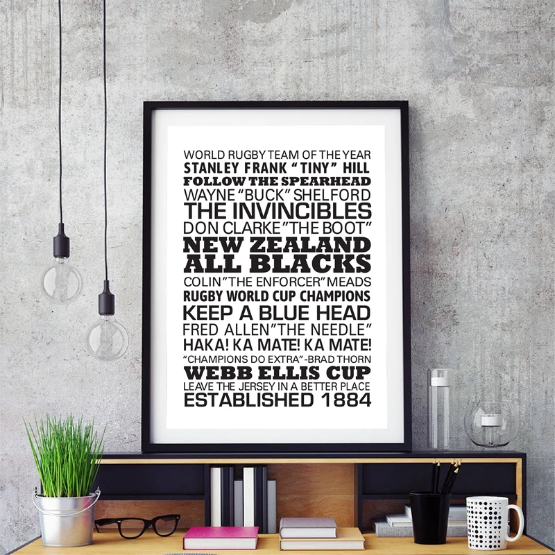 Новая Зеландия Все черные регби Холст принты и плакат мир команда года котировки