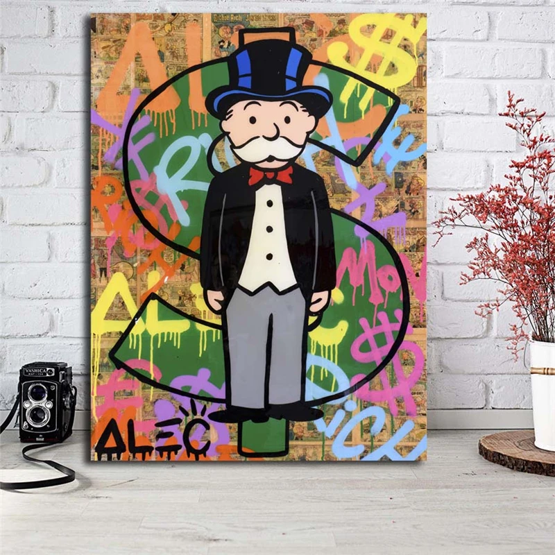 Alec Monopolyingly Ричи Скрудж долларов холст живопись плакаты граффити принты настенные уличные художественные картины для декора гостиной